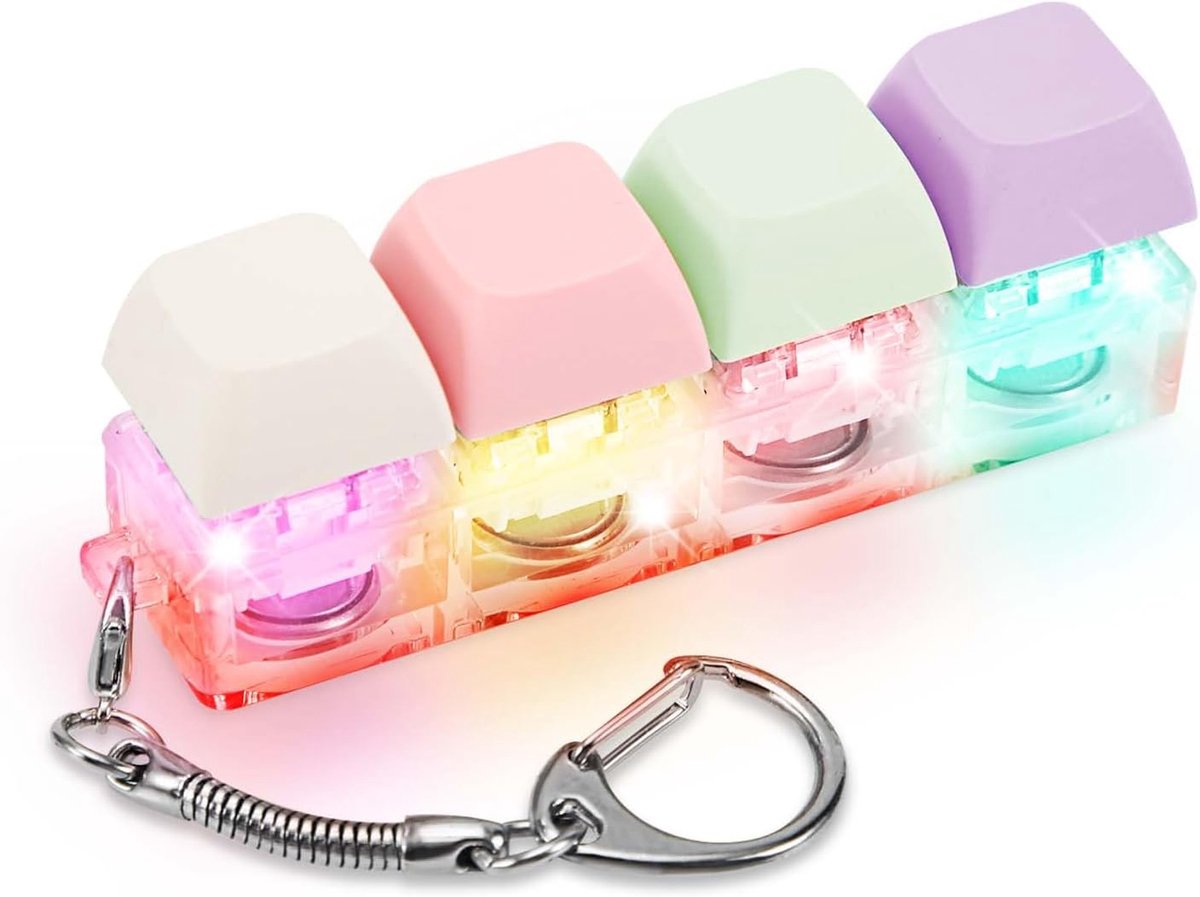 Fidget Speelgoed voor Volwassenen, Fidget Toetsenbord Sleutelhanger met LED-licht Toetsenbord Fidget Clicker Grappig Knop Fidget Speelgoed voor Decompressie Decoratie (Kleur B)