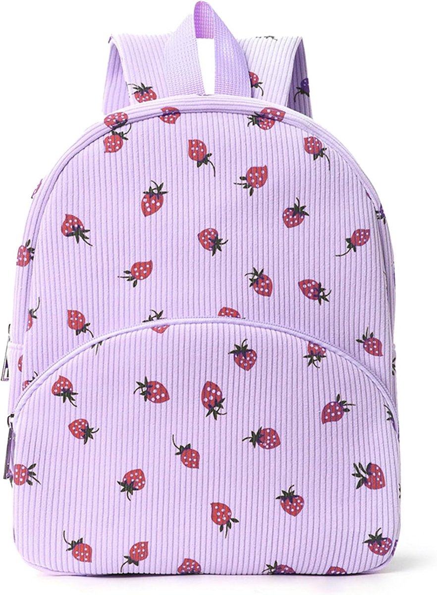 Schooltas, kinderen, aardbeienprint, babyrugzak, kleuterschool, meisjes, voor school, reizen, Paars, Petit, Casual