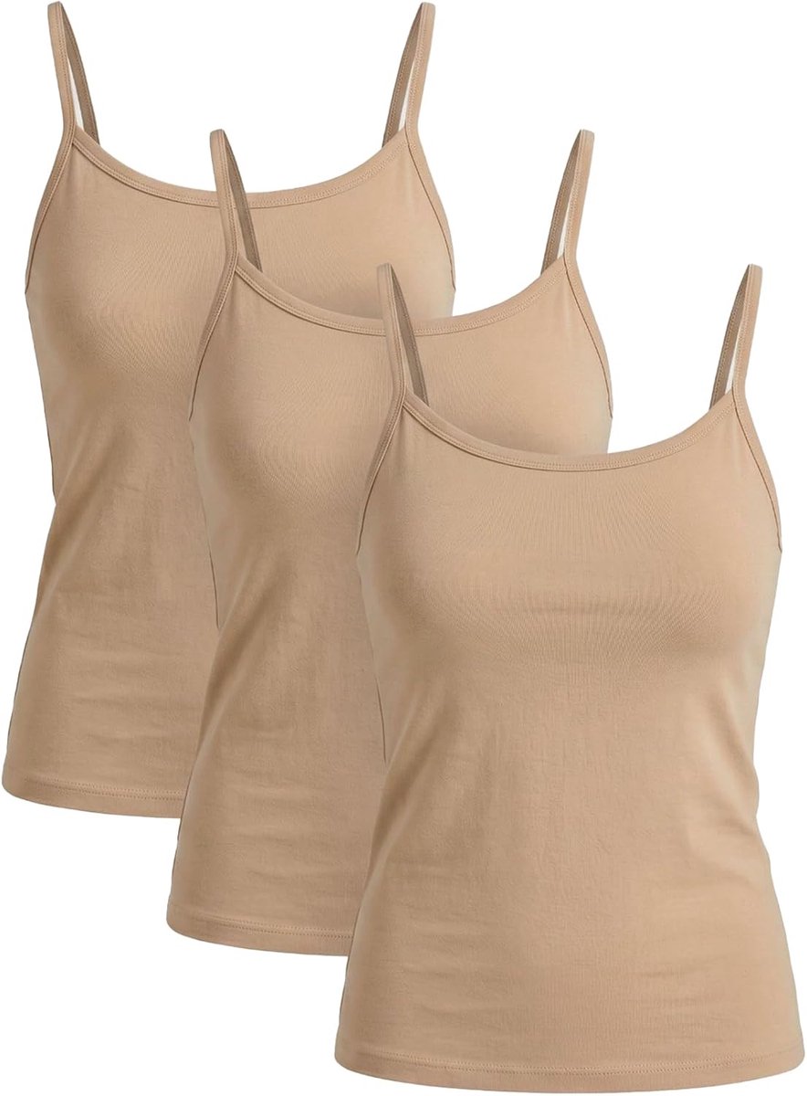 Set van 3 modal-spaghettibandjes voor dames, elastische basic top met bandjes voor dagelijks gebruik, comfortabel figuurbenadrukt hemdje om te combineren, mouwloze onderhemd voor dagelijks gebruik en