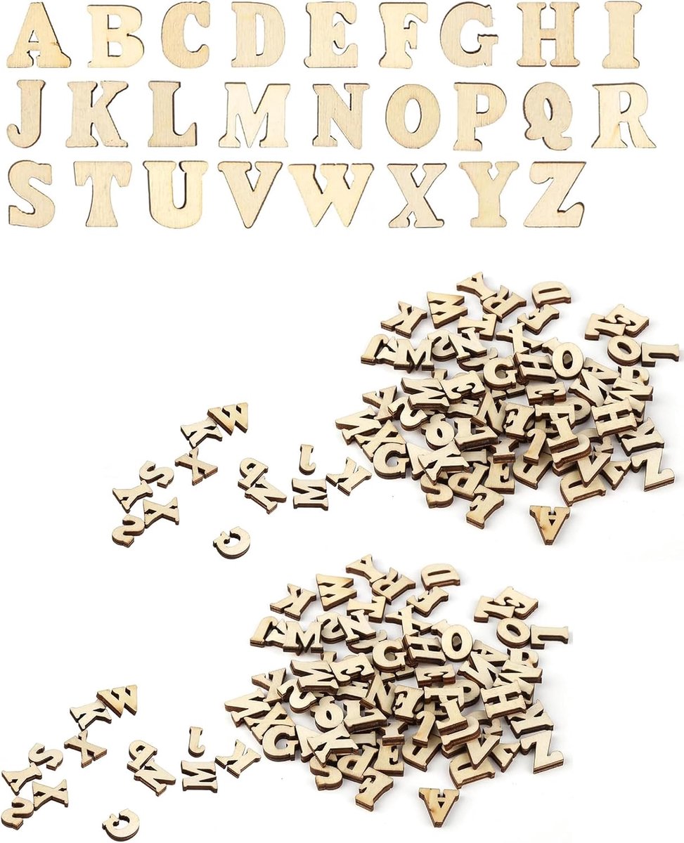 400 Onbewerkte Houten Letters 15mm voor knutselen en decoratie