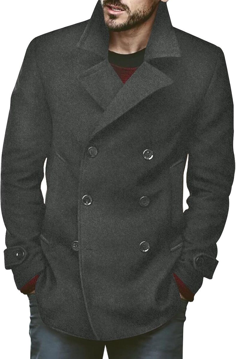 Klassieke mantel met dubbele rij knopen, slimfit, trenchcoat, casual, lange jas, winter, warm, business, bovenkleding