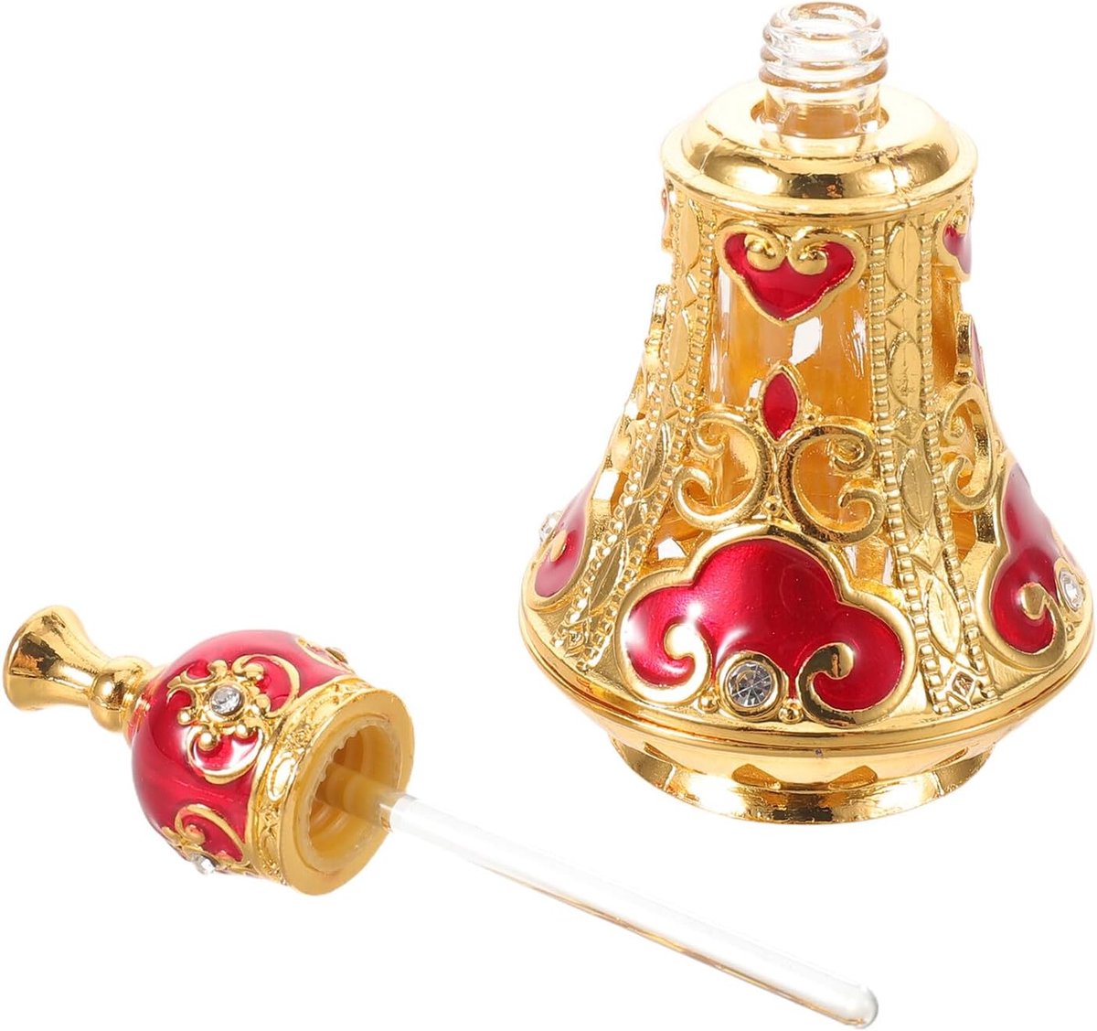 Arabische Parfumfles met Bewerkte Bloemen Navulbare Glazen Essentiële Oliehouder voor Dames Decoratie voor Woonkamer Slaapkamer Cadeau voor Verjaardag