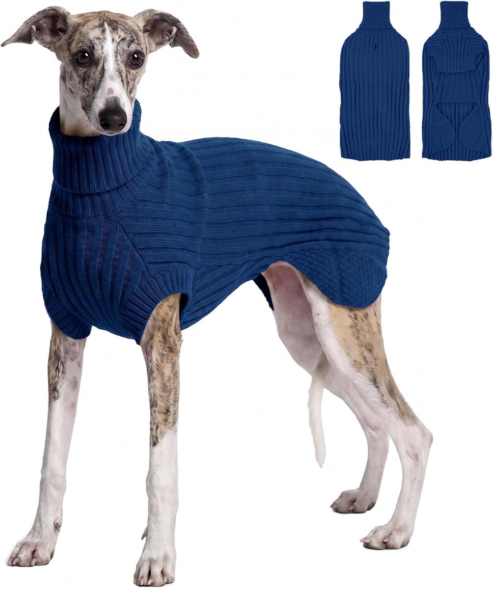Winterjas, warme windhond jas hondenpullover grote honden wintertrui hondentrui (blauw, 3XL)