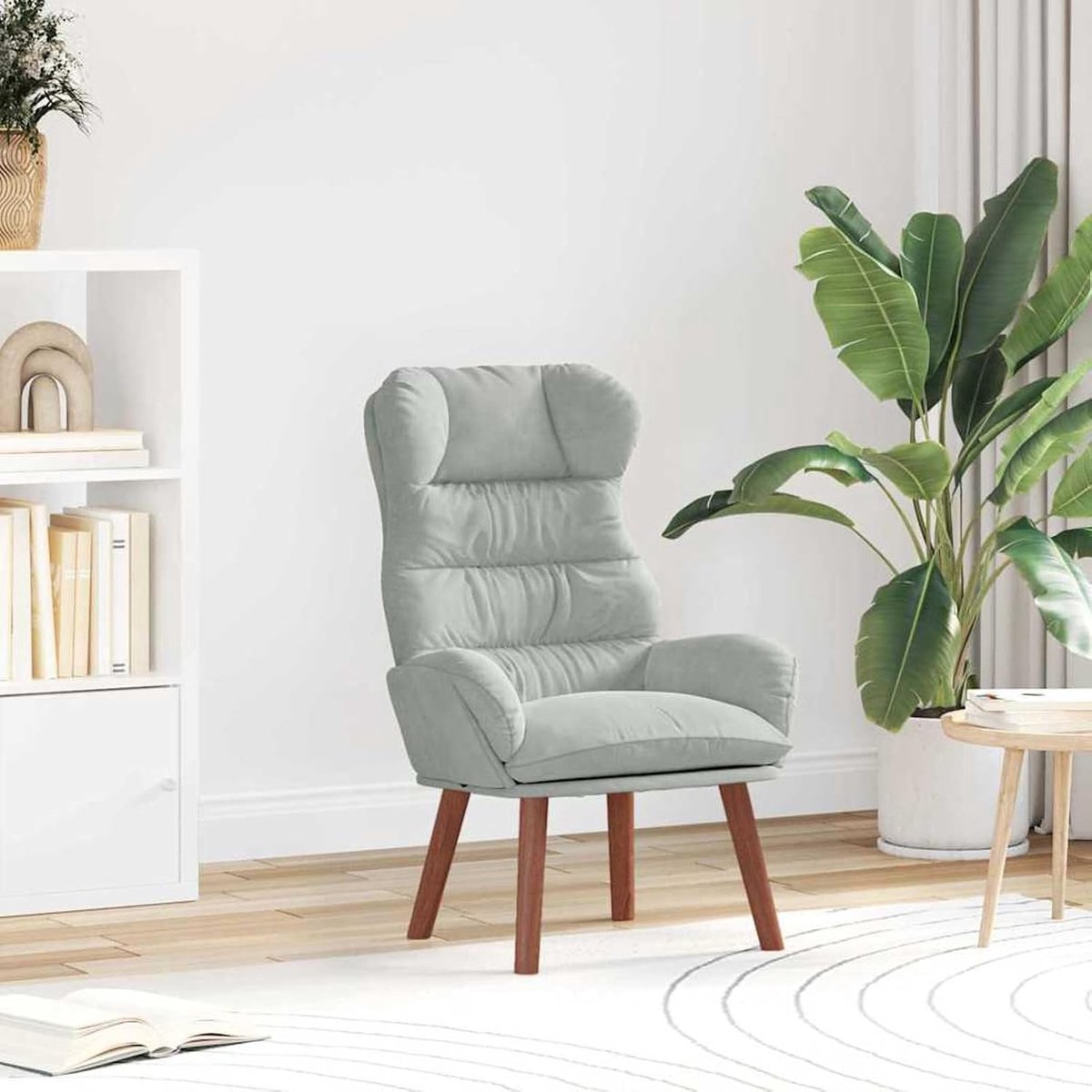 Relaxstoel lichtgrijs fluweel, relaxstoel tv-stoel slaapstoel voor woonkamer bioscoopavond senioren 42001887