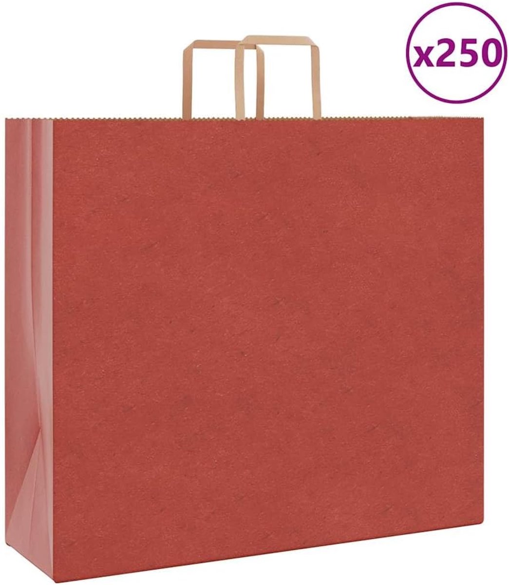 Papieren draagtassen, 250 stuks. Draagtassen met hengsels, rood
