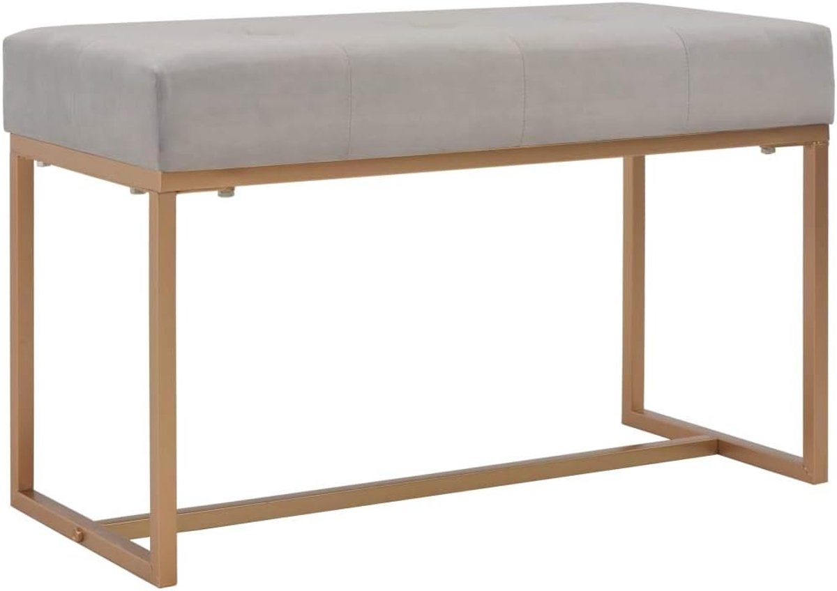 Fluwelen bank, zitbank, beklede bank, bedkruk, zitkruk, gangbank, bijzetbank, garderobebank, woonkamer, 80 x 36 x 45 cm (b x d x h), fluwelen bekleding gepoedercoat ijzeren frame, grijs en