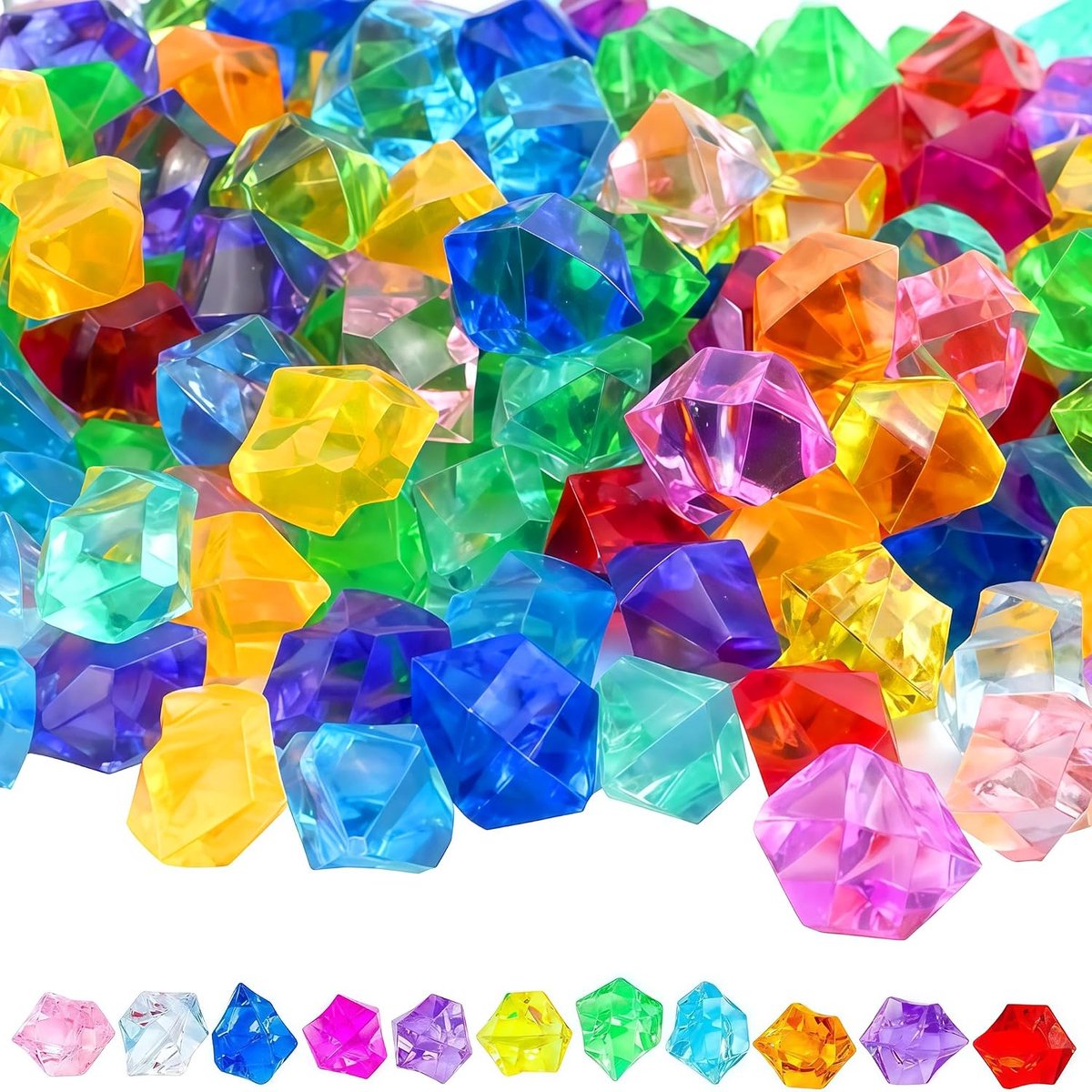 300 stuks, Kleurrijke acryl edelstenen voor kinderen, 14 mm