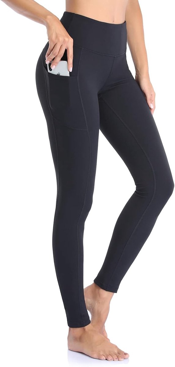 Dames Zwarte Gymlegging Hoge Taille Sportbroek Lange Yogabroek Workout Fitness Hardloopbroek Wandellegging Hoge Ondoorzichtige Taille met Zakken