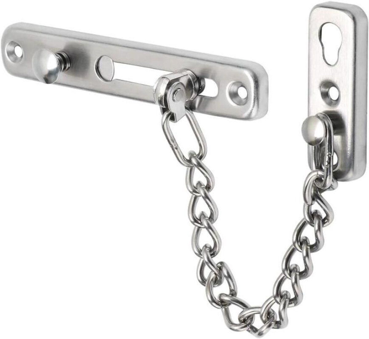 Binnendeurslotketting - grendel - slot - bout - roestvrij staal - met schroeven - zilver