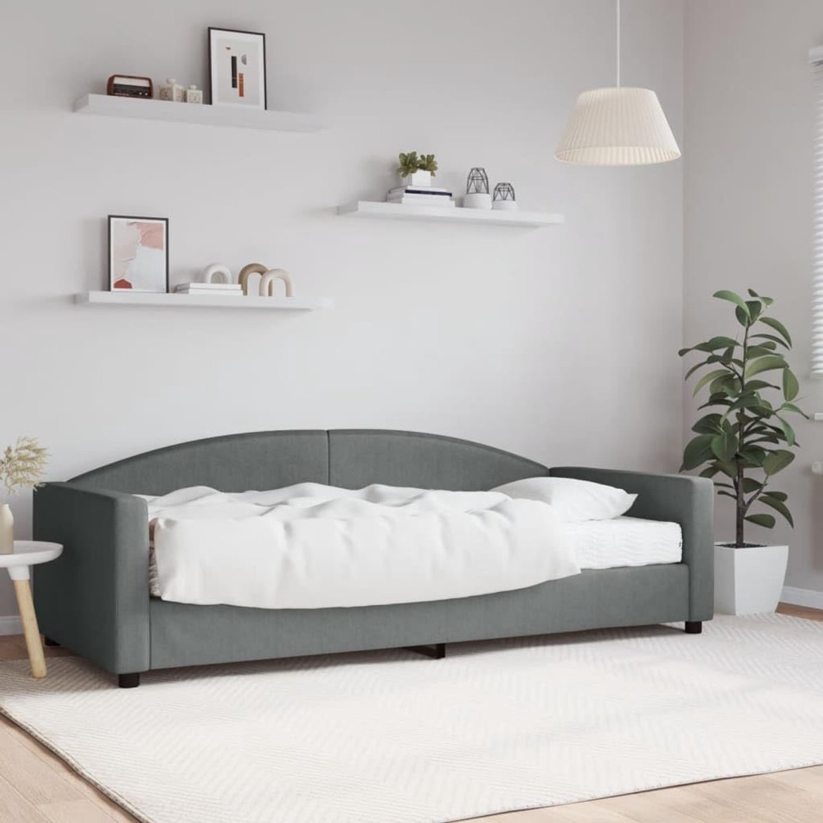 2 in 1 Schuimmatras Woonkamer Slaapbank Donkergrijs 90x200 cm