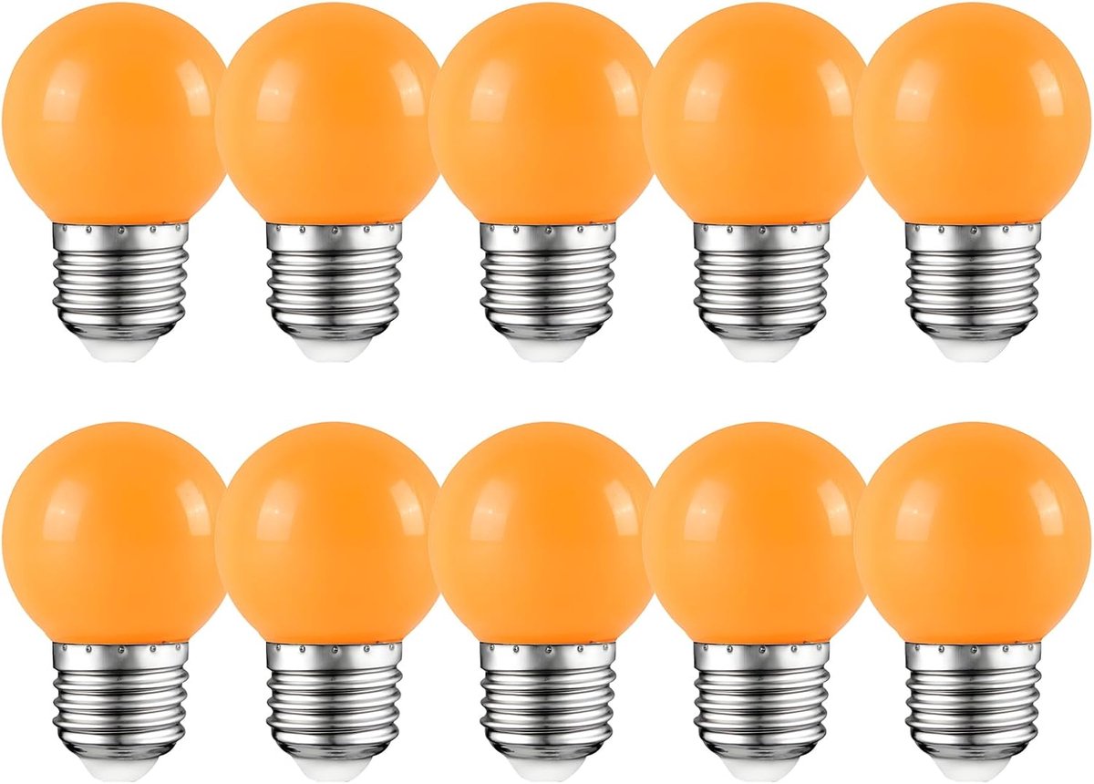 Oranje golflicht led kleine Edison-schroef kleur gloeilamp 2W, spaarlamp komt overeen met 20W gloeilamp, geschikt voor terras-gloeilamp AC220-240V, 10 verpakkingen …=