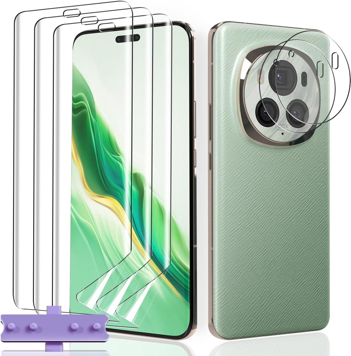 Displaybeschermfolie voor Honor Magic 6 Pro, HD hydrogelfolie flexibel 3 stuks en gehard glas camera 2 stuks, HD transparante krasbestendige displaybescherming