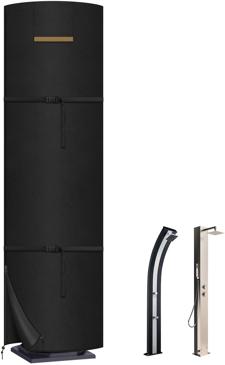 Famanu Tuindouche Afdekkap Beschermhoes voor Solardouche Winterbestendig Afdekzeil Solar Douche Waterdicht Afdekhoezen voor Parasol Winddicht UV-Bestendig 420D 230x67cm wit