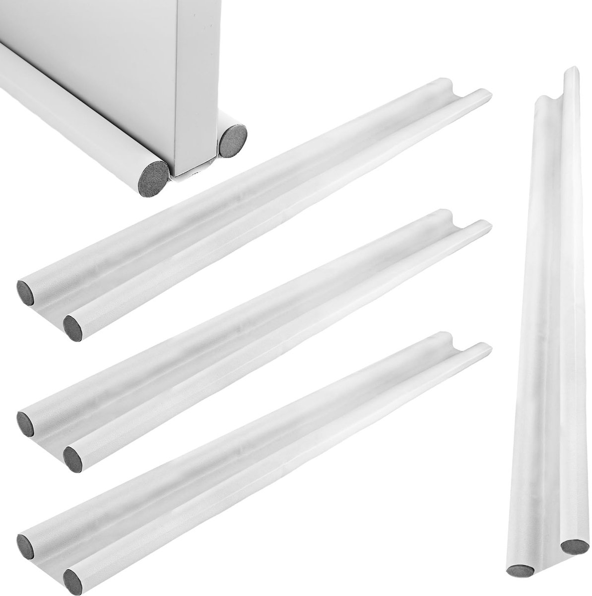 Famanu - 4 stuks tochtstoppers voor deuren, 96 cm, wit, PU deurafdichting met dubbele afdichting en bescherming tegen tocht