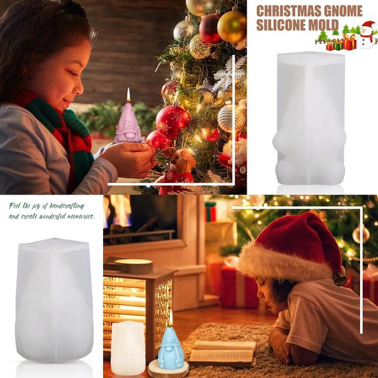 2 stuks siliconen vormen gietvormen Kerstmis, siliconen vorm kaars kerstman, kabouter epoxyhars vormen Kerstmis kaarsen vormen om te gieten voor doe-het-zelf kerstversiering decoratie — afbeelding 3