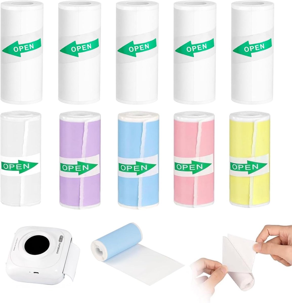 10 Rollen Thermisch Papier Zelfklevend 57 x 25 mm x 6 m voor Mini Printers, Foto's en Notities, Geschikt voor Kindercamera's en Instantcamera's