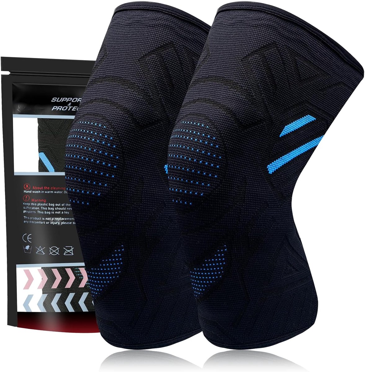 2 stuks kniesteunen voor heren en dames, orthopedische kniebandage, ondersteuning bij artritis, gewrichtspijn, kniebandage voor sport, blauw, L