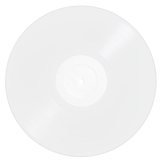 Witte vinyl single met een witte label in het midden.