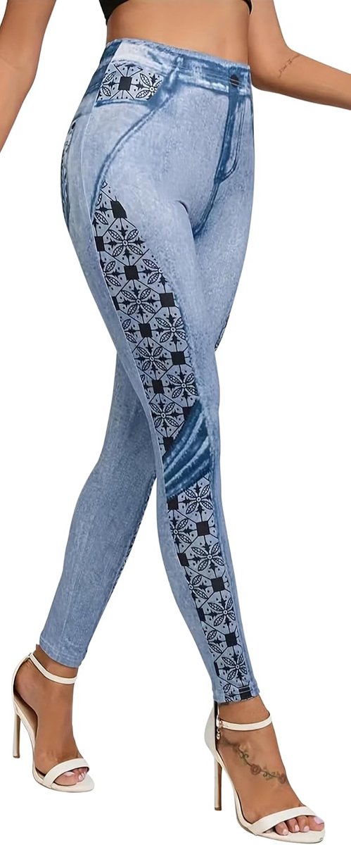 One Clothing Jeggings voor dames, lichte, elastische leggings in jeansprint, met de look van een nauwsluitende jeans