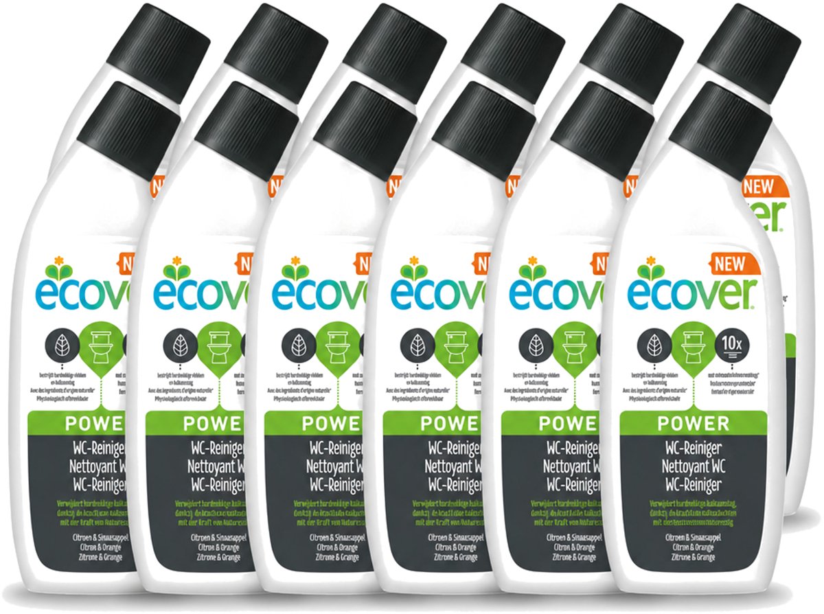 12 x Ecover - Toiletreiniger Power - 750 ml - Voordeelverpakking - 12 stuks