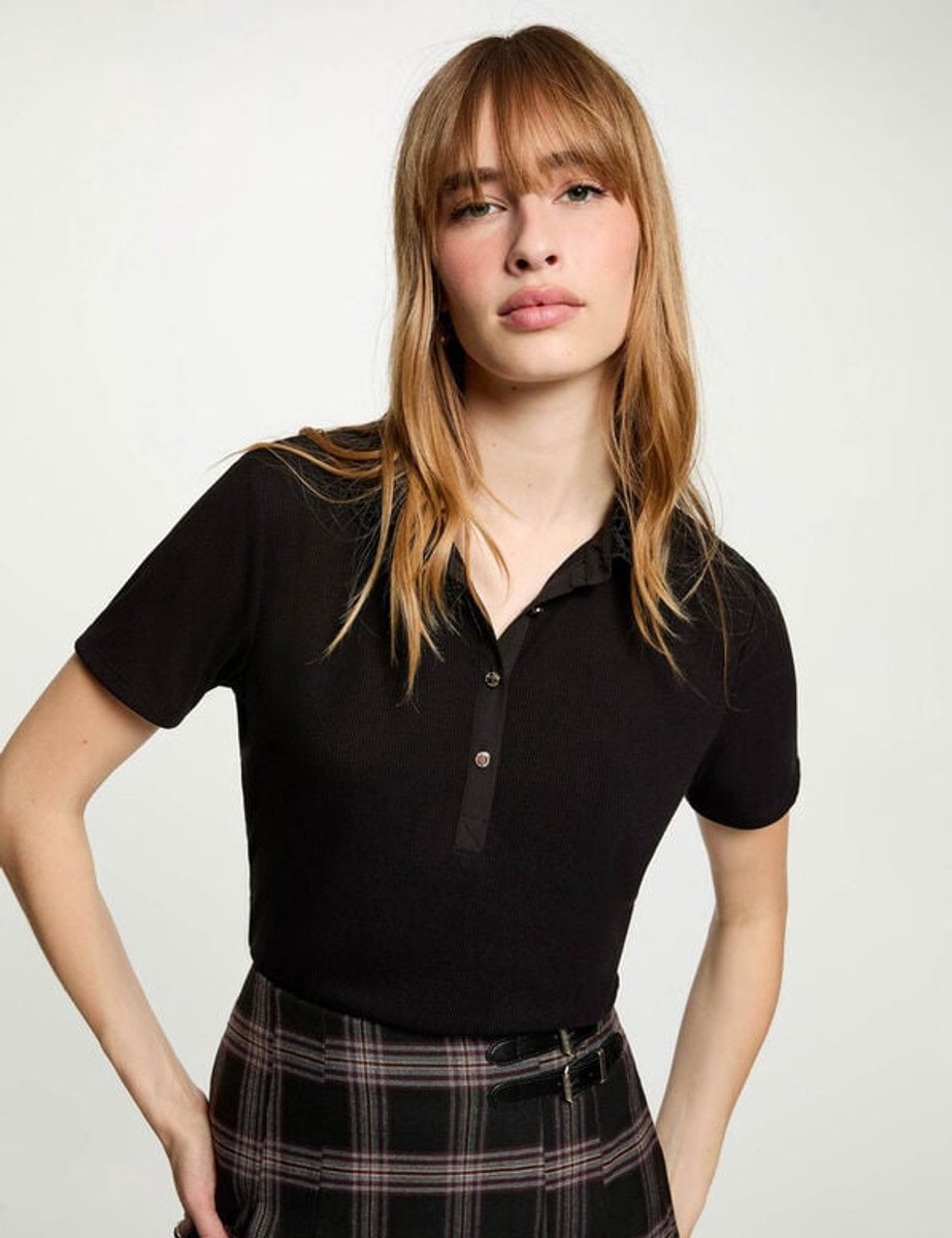 Morgan - Licht gebreid model met kanten halslijn 262DIVINA Black - Maat : XL
