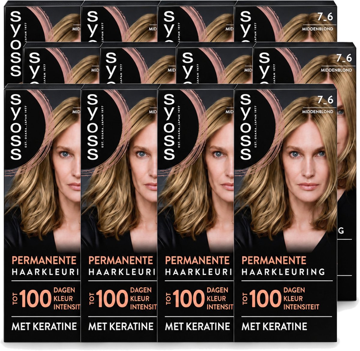 12 x SYOSS - Coloration 7-6 Middenblond - Haarverf - Grijsdekking - Vermindert Haarbreuk - Voordeelverpakking - 12 stuks