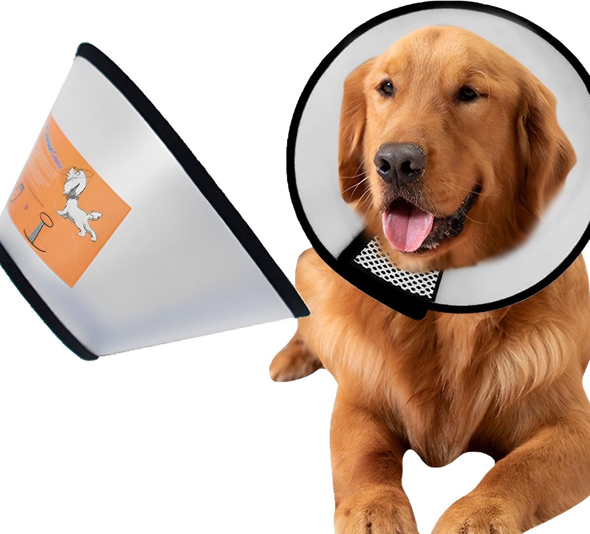 Plastic, Verstelbare Pet Beschermende Anti-Bite Lick Wound Cone Healing, Lichtgewicht Elizabethan Kegel Grote Hond (Nekomtrek: 35-40cm)