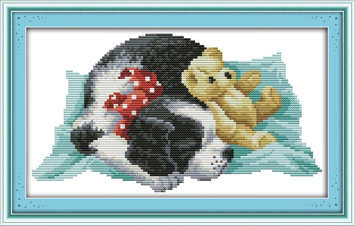 kunst kruissteek naalden patronen kits, puppy speelgoed, volledige reeks gestempelde borduurset met patroon en instructies geschenkdecoratie (voorgedrukte stof 11CT) 16 * 20 inch
