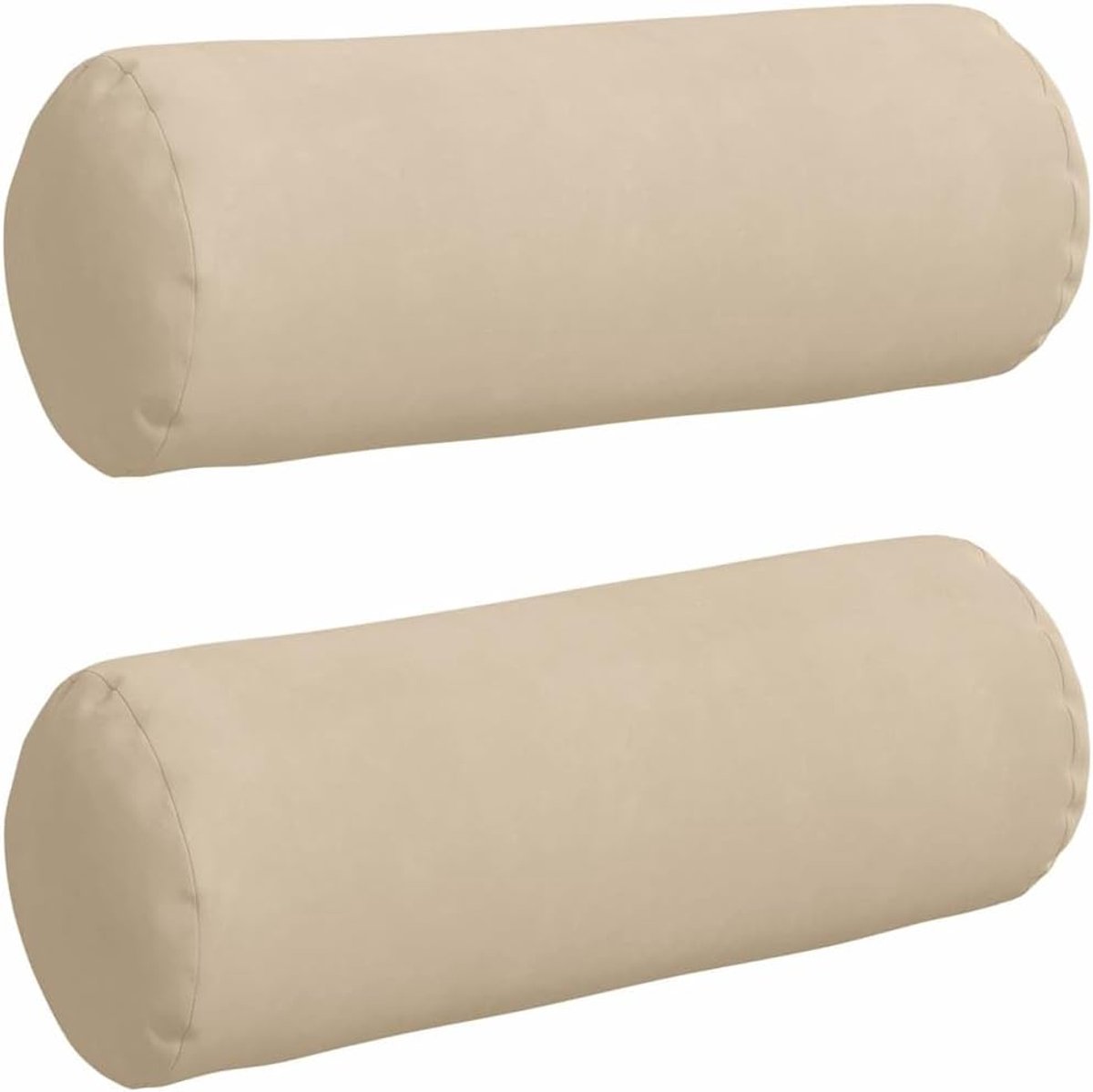 2 stuks, crème, Ø 25 x 70 cm, microvezelstof met ritssluiting, decoratief slaapkussen voor bank en bed, zachte polyestervulling
