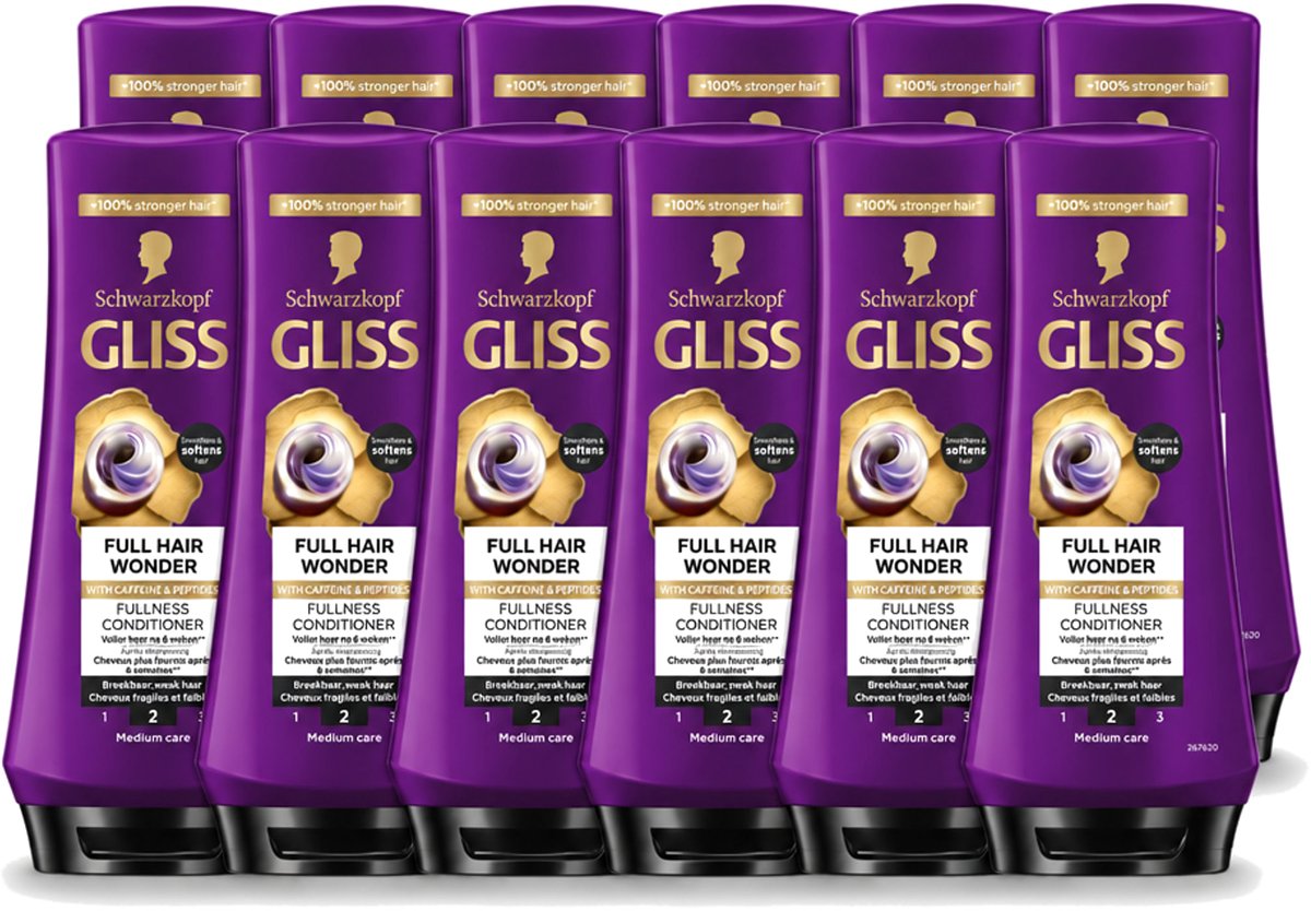 12 x Gliss Conditioner Full Hair Wonder - 200 ml - Voordeelverpakking - 12 stuks