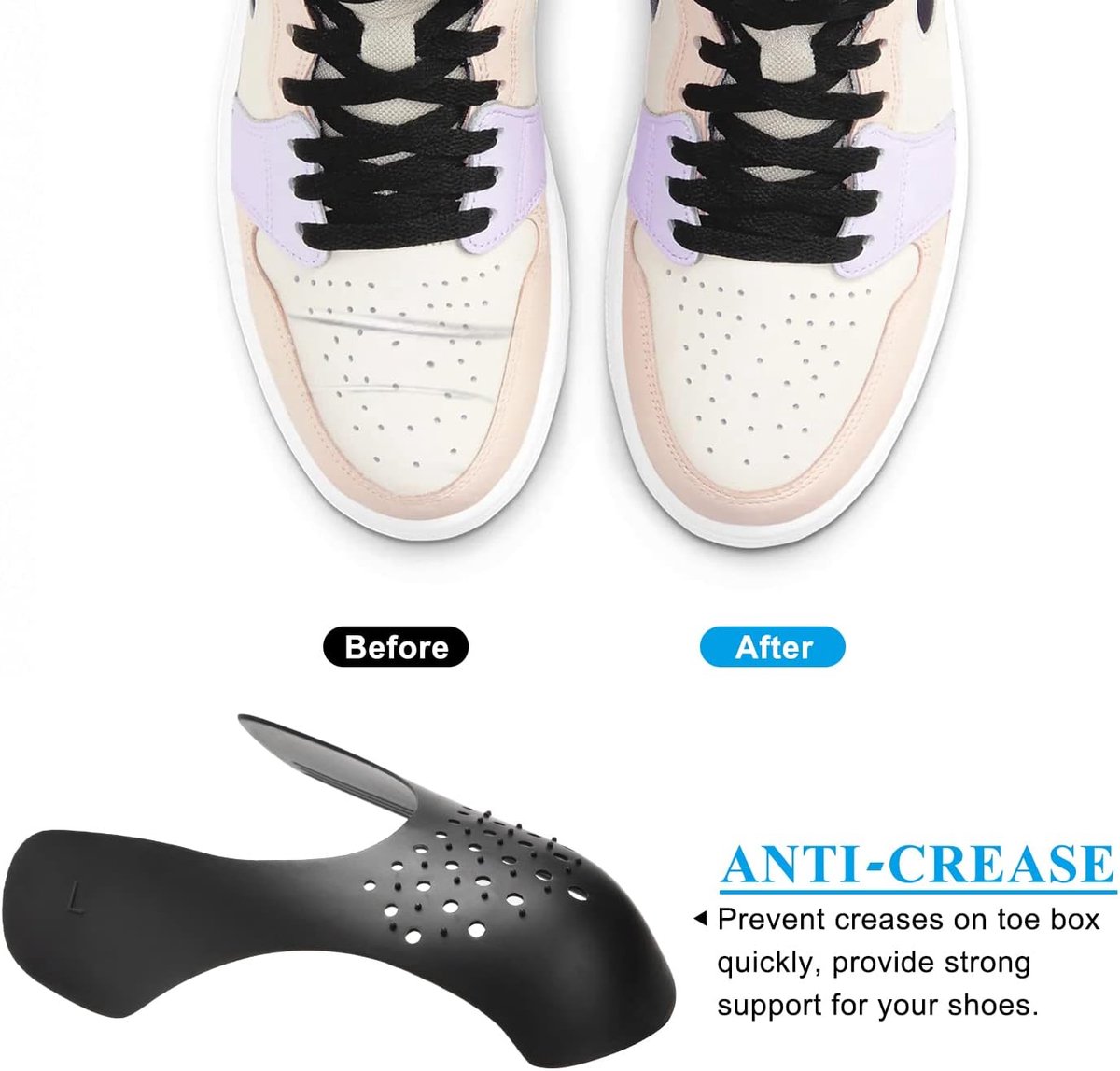 Schoenen schilden anti-kreuk schoenen sportschoenen schilden schoenplooibescherming voorkomen sneakers schoenen kreukbescherming 4 paar wit en zwart EU 40-45