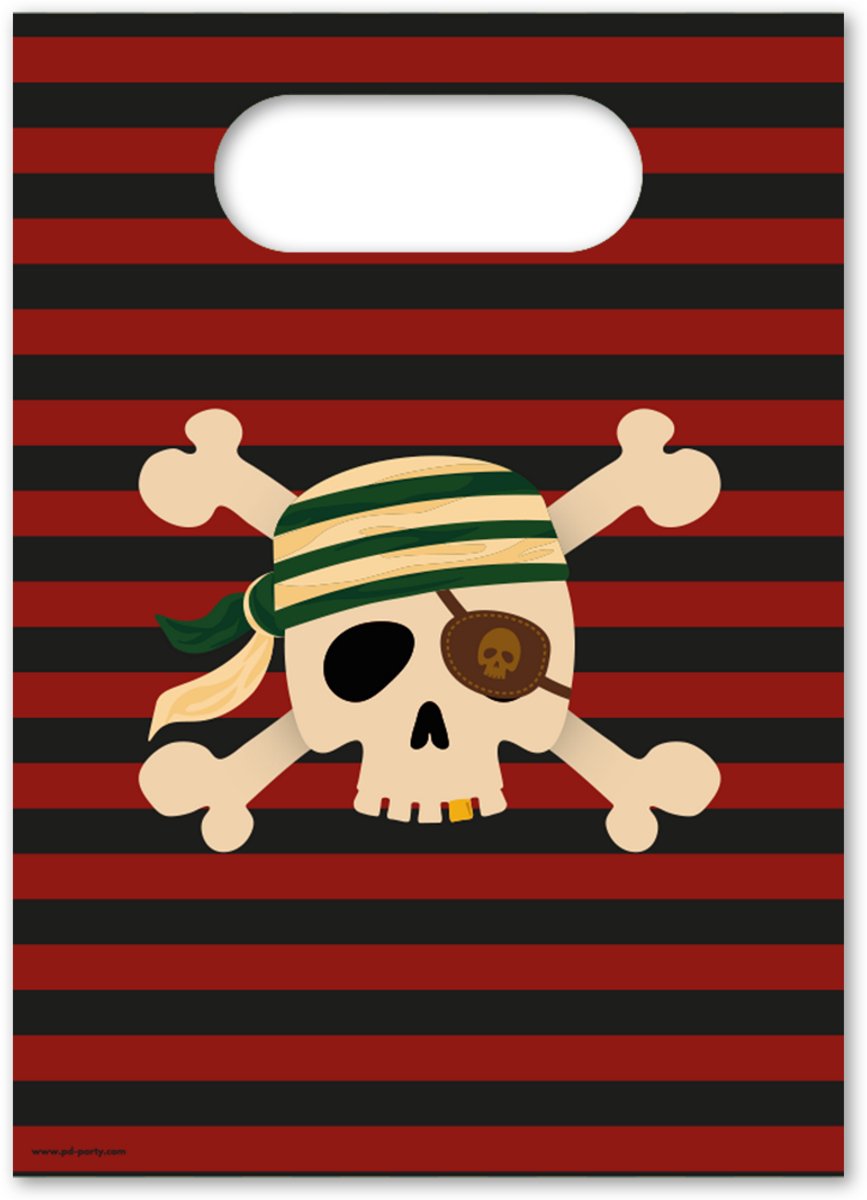 LUQ – Piraten Kinderfeestje Uitdeelzakjes – 6 St – Pirate Party Birthday Set – Verjaardag Traktatie – Leuke Goodiebag