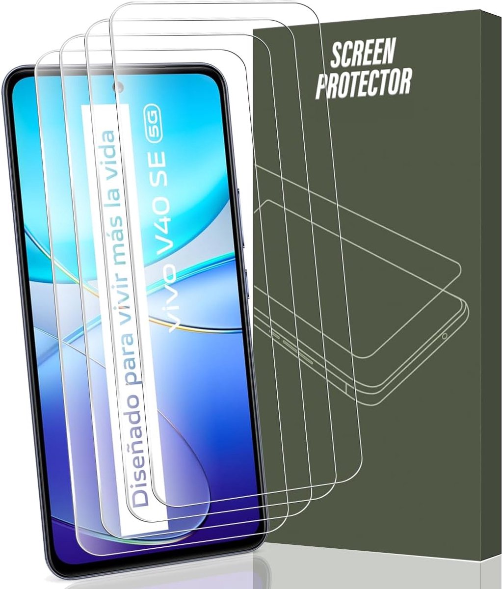 4 stuks gehard glas voor Vivo V40 SE 5G/Vivo V30 Lite 4G, transparante displaybeschermfolie van gehard glas, hardheid 9H, glasfolie voor Vivo V40 SE 5G/Vivo V30 Lite 4G