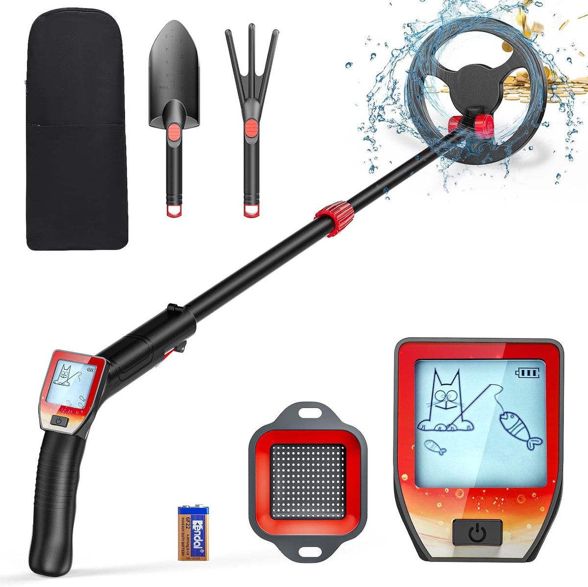 Metaaldetector voor kinderen, metaaldetector met 18 cm waterdichte spoel met lcd-display, zeer gevoelige metaaldetector met waterdichte zoekspoel voor kinderen of beginners