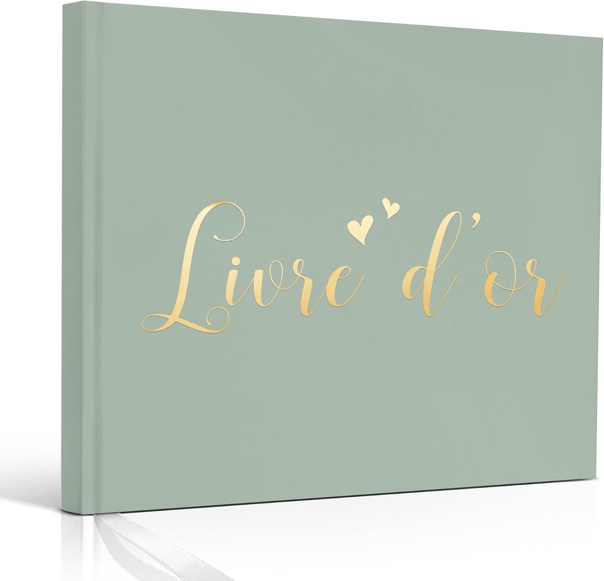 gastenboek in zachte en moderne stijl, ideaal voor bruiloft, doop of feest, gouden hardcover en 100 witte pagina's om zelf vorm te geven