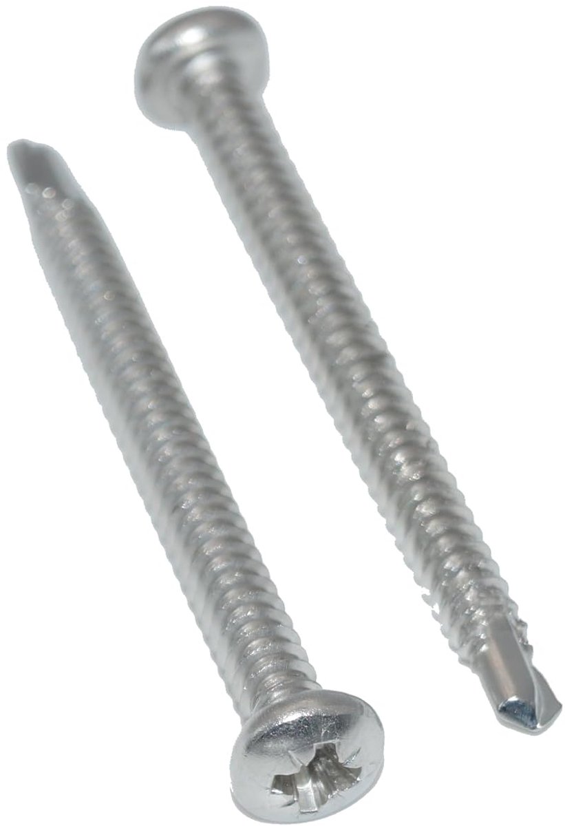 Boorschroeven 5,5 x 50 mm, 25 stuks, lenskopschroef - vorm M, roestvrij staal A2 / V2A, zelftappende plaatschroeven DIN 7504 / ISO 15480 - roestvrij