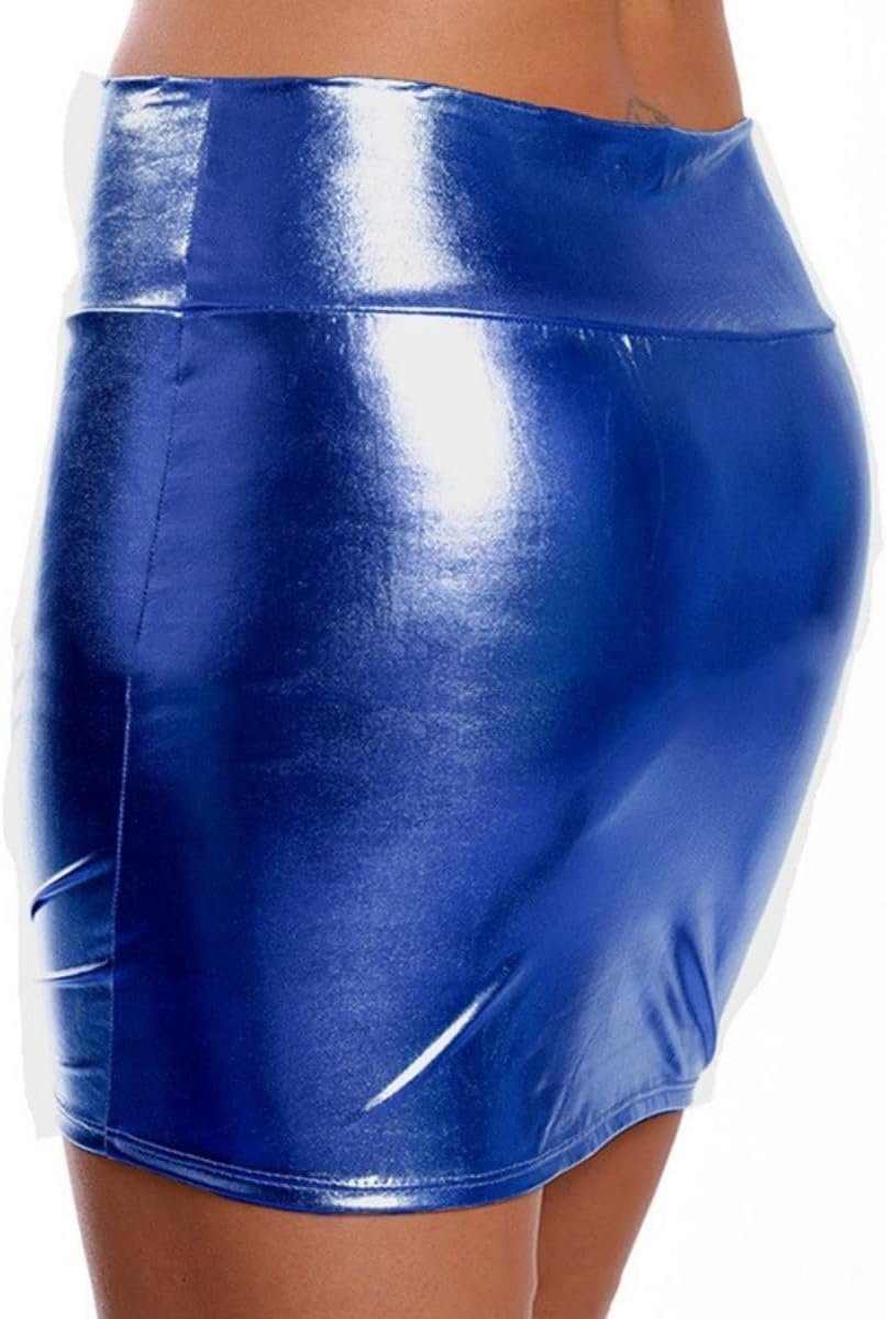 Rokken,Glanzende metallic vloeibare minirok voor dames