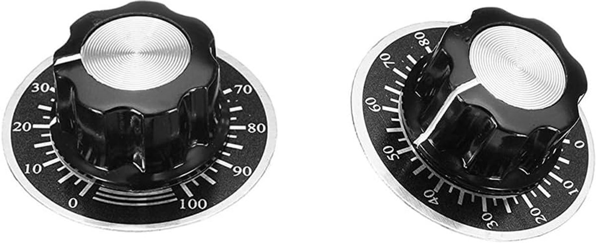 10 stuks zwarte potentiometer bedieningsknop volume audio elektrische gitaar basschroef type 27 x 16 mm (dh) + 10 stuks 0-100 schaalblad KNOB-A03