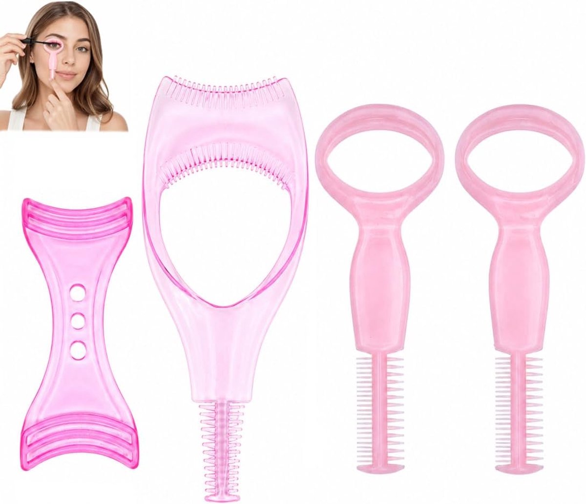 4 delige mascara-applicator, 3-in-1 wimpertools, make-up ooglidbeschermer, wimperpad, op- en neerwaartse wimperapplicatie, cosmetische mascara-stencil voor vrouwen en meisjes