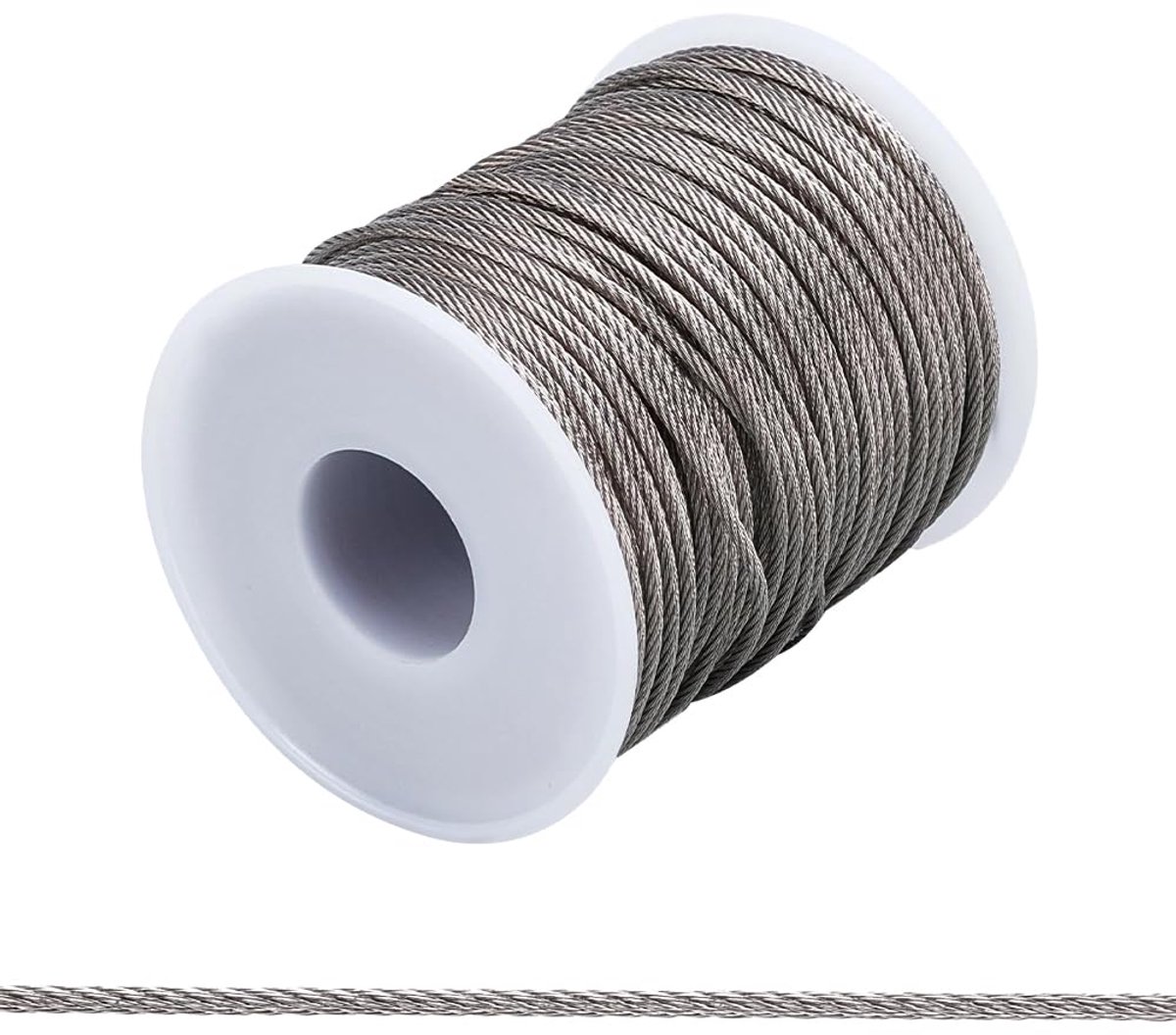 40 m 304 roestvrijstalen draad, 1,5 mm/15 gauge, meerstrengen, sieradendraad, rol met 20 lussen, hulzen stoppers voor kralenwerk, armbanden, halskettingen, doe-het-zelf sieraden maken
