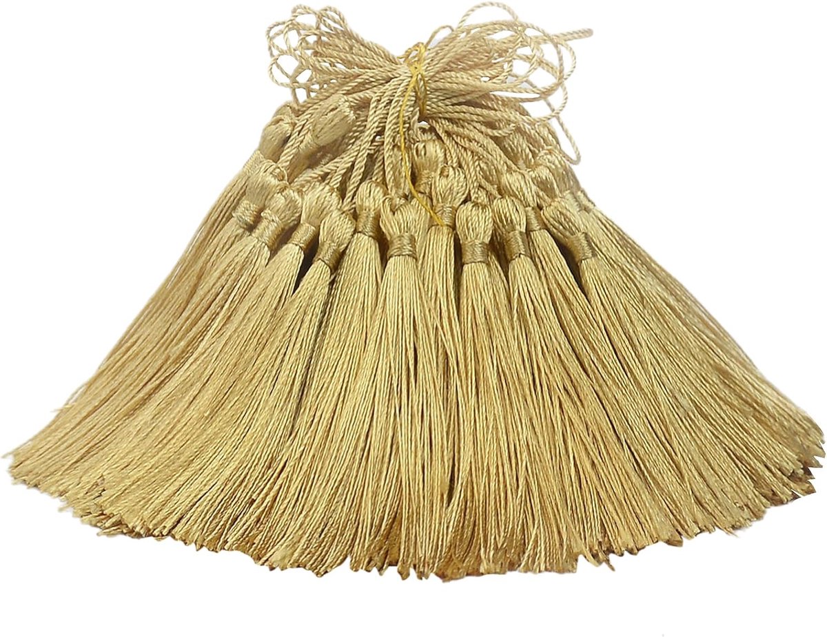 zijden ambachtelijke bladwijzer kwastje: 100 stuks kleine stof voor het maken van schattige harsen sieraden kralen, mini-sleutel, meisjesoorbel, sleutelhanger, afstudeerhoed, lang lint naaien,