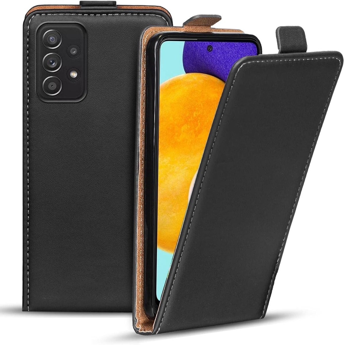 Hoesje voor Samsung Galaxy A53 5G, verticaal Flipcase Premium Flip Cover voor Samsung A53 5G Case, Zwart