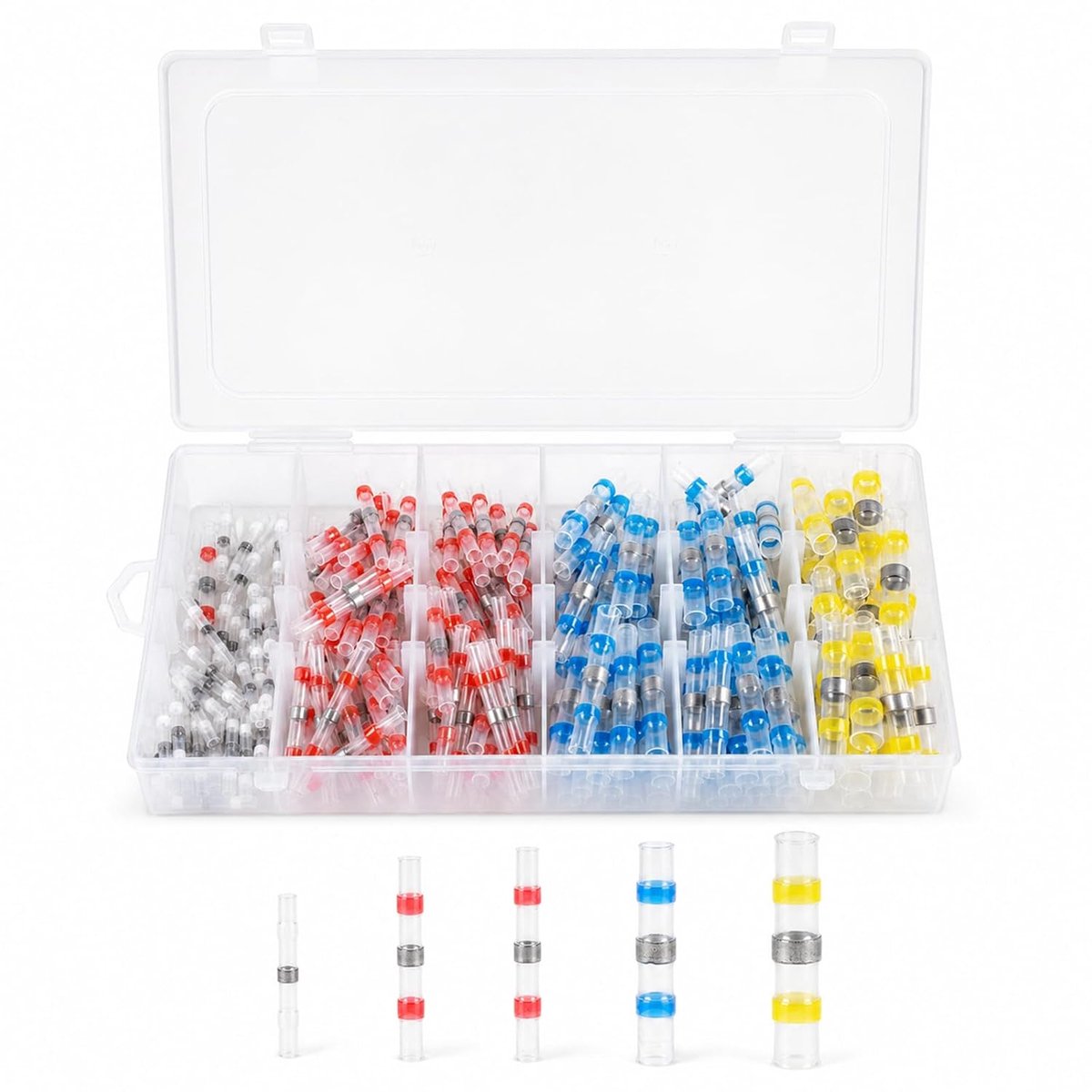 Soldeerverbinders met krimpkousen, set van 200 stuks, kabelverbinders, waterdicht, AWG 26-10, krimpverbinders, schokverbinders, geïsoleerd voor auto, boot, elektrische smeltverbinders