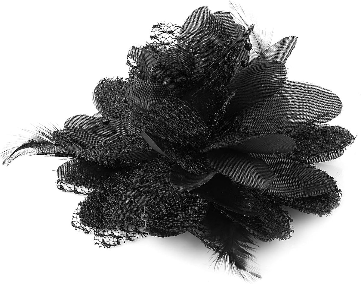 Haarclip met rozenbloem, kunstbloem, broche, haarspeld, veer, haarband, bloemenhoeden, haarspeld, zwart hoofddeksel, accessoire voor vrouwen, meisjes, hoofddeksels, jurk, Valentijnsdag, Pasen