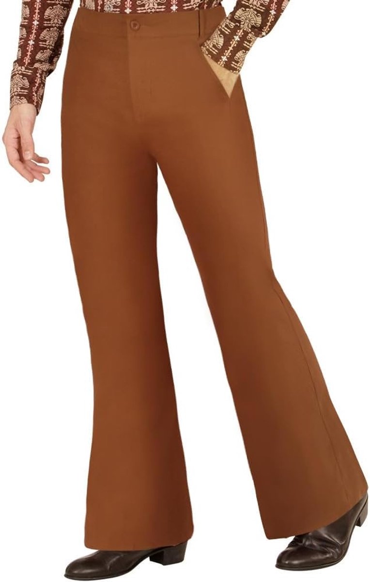 Herenbroek met klokbodem, jaren 70 disco uitlopende broek, jaren 60 en 70 slanke flare-broek, retro flare voor heren voor jaren 60 verkleedkleding, themafeesten, festivals, dagelijkse