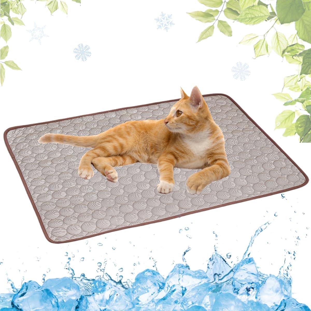 Koelmat voor Hond, Zelfkoel Hondenmat, Kat Koelmat, Niet-toxisch Huisdier Zelfkoelende Pad, Wasbaar Hondenkoelmat voor Honden en Katten in Hete Zomer Ontspannen(Koffie,30x40cm)