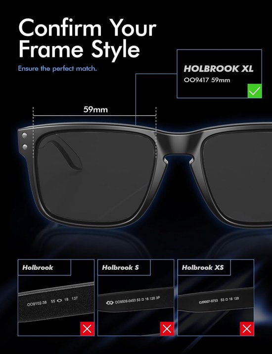 Premium vervangende lenzen voor Oakley Holbrook XL OO9417 zonnebril — afbeelding 3