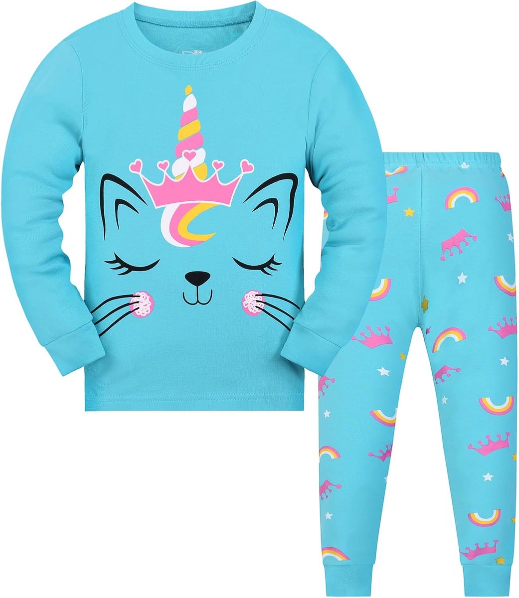 Pyjama’s Kinderpyjamaset Katoen Lange mouwen Winter Eenhoorn 2-delig 3-12 jaar