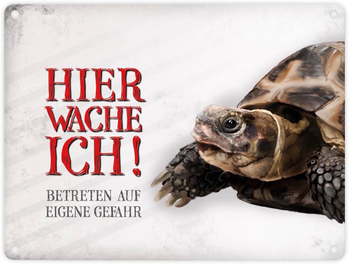 Bord met schildpad motief en spreuk: Betreten auf eigene Gefahr - Hier waak ik!