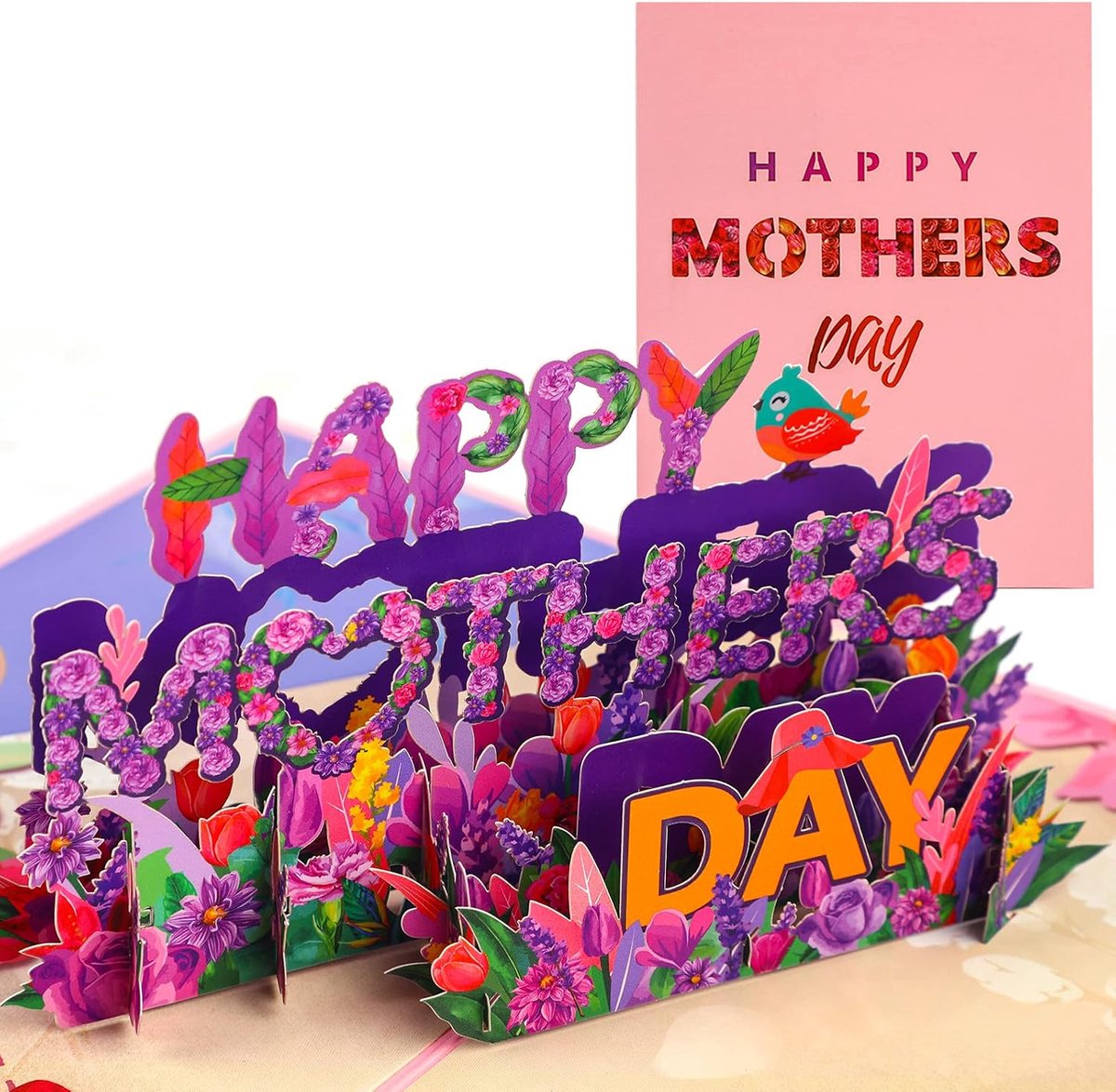 3D pop-up kaart, Happy Mothers Day verjaardagskaart met envelop, wenskaart voor Moederdag